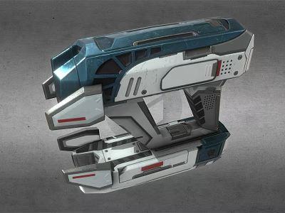 Futuristic Sci Fi Weapon With Blue And White Advanced Mechanical Design Details 3d model