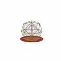 Industrial Equipment Metal Frame Polyhedral Structure with Yellow Connectors Net Design on Red Yellow Base