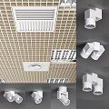 Modern Ceiling Design With Grid Patterns Light Fixtures And Textured Panels 3d model