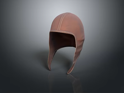 Stylish Brown Leather Winter Hat With Ear Flaps And Simple Design 3d model
