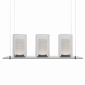 Modern Three Glass Pendant Chandelier with Metal Bar and White Light Source