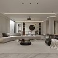 Modern Basement Interior Design With Sofa Coffee Table Projector And Staircase