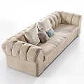 Beige Two Seater Sofa with Padded Details and Multiple Decorative Pillows