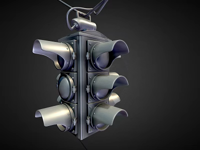 Vintage Metal Traffic Light With Multiple Lamp Heads And Classic Design 3d model
