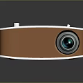 Sleek White And Brown Projector For Monitoring With Lens On Smooth Surface Reflection