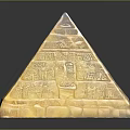 Ancient Pyramid Model With Yellow Stone Carved Patterns On Black Background 3d model