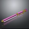 Stylish Pink Writing Pen With Gold Decorations And Purple Gemstone Top