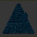 Blue Pyramid With Glowing Brick Structure And Futuristic Geometric Design