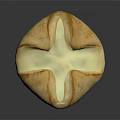 Freshly Baked Artisan Bread With Cross Shaped Creamy Topping And Golden Crust