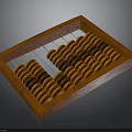 Wooden Abacus With Wooden Frame Metal Rods And Orange Brown Beads