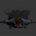 Mythical Warrior Character In Ornate Blue Gold Armor With Creature Details