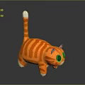 Orange Striped Cat Plush Toy With Big Green Eyes White Tipped Tail And White Paws