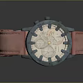 Stylish Wrist Watch With Blue Dial Gold Accents And Pink Leather Strap