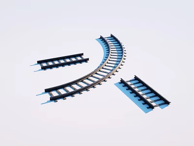 Curved and Straight Railway Tracks as Essential Road Infrastructure Components for Transport Systems 3d model