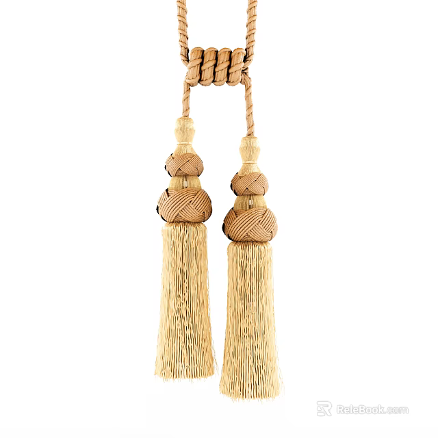 Decorative Braided Curtain Accessories with Tassel Tiebacks for Home Window Decor 3d model 
