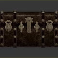 Vintage Leather Trunk With Brass Latches Rivets And Retro Texture