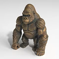 Detailed Bronze Gorilla Sculpture With Muscular Body And Standing Pose