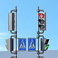 Street Traffic Light System With Crosswalk Signs And Signal Posts