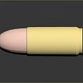 Detailed View Of Shiny Gold And Copper Bullet On Black Reflective Surface