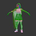 Hooded Fantasy Character With Blue Top White Shorts Long Gloves White Boots And Gold Accents