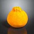 Ripe Orange Citrus Fruit With Wrinkled Skin On Black Reflective Surface
