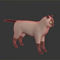 Siamese Cat 3D Character Model With Blue Eyes And Dark Colored Extremities 3d model