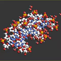Colorful Molecular Structure Model with Balls for Daily Life Products Dark Background Reflective Effect