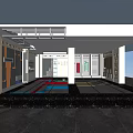 Tile Exhibition Area With Display Cabinets And Various Colored Floor Tiles 3d model