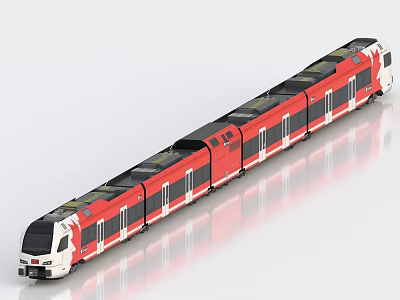 Modern Red And White Subway Train With Sleek Body Design And Windows 3d model
