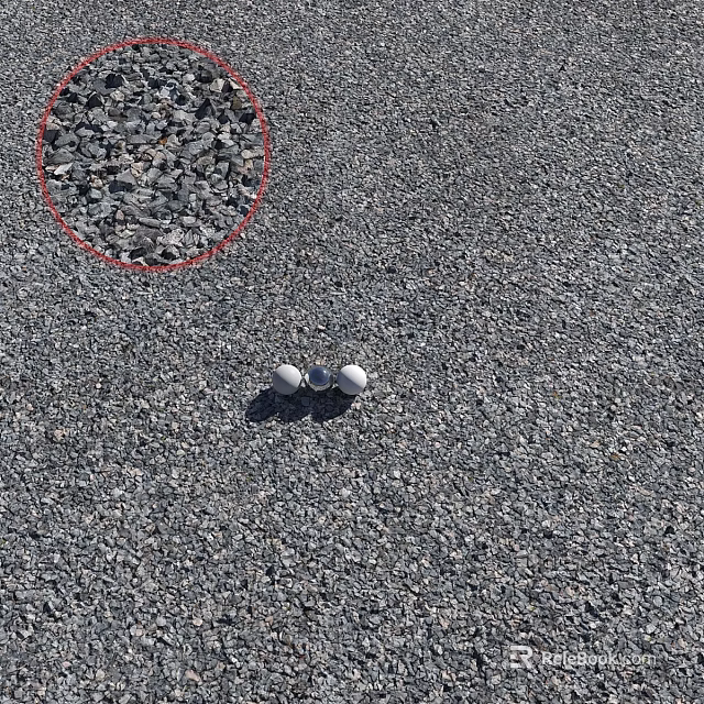 Gravel Surface Construction With Scattered White Balls And Small Stones 3d model 