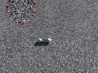 Gravel Surface Construction With Scattered White Balls And Small Stones 3d model