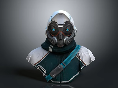 Firefighting Equipment 3D Model Bust With Helmet Breathing Mask And Protective Gear 3d model
