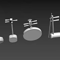White 3D Models Of Traditional Musical Instruments And Art Supplies On Dark Background