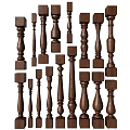 Wooden Railing Balusters Showcasing Various Decorative Designs And Traditional Styles