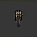 Sleek Black Off Road Motorcycle With Yellow Handlebars And Large Treaded Tires