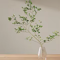 Elegant White Vase With Green Leaf Branches For Minimalist Home Interior 3d model
