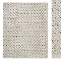 Square Rug Featuring Geometric Diamond Pattern on Ivory Base with Black Pink Details