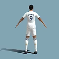 Man Wearing LA Galaxy White Soccer Jersey With Blue Stripes And White Shorts Number 9