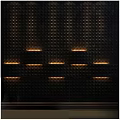 Modern Black Decorative Wall With Diamond Pattern And Illuminated Light Strips Design