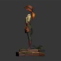 Adventure Style Attire With Brown Hat White Shirt Green Pants Brown Bag And Red Boots