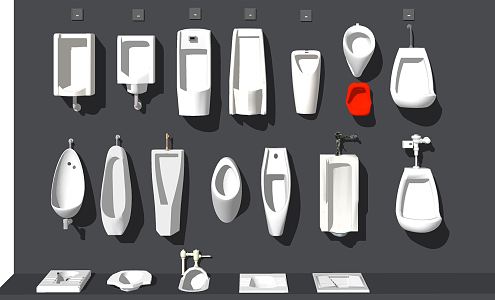 Modern Urinal Toilet Combination Vertical Urinal 3d model