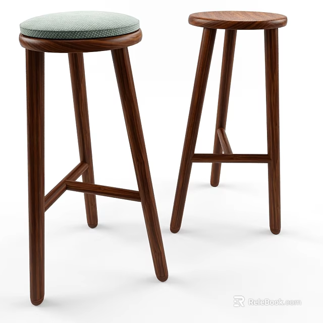 Wooden Bar Stools With Modern Minimalist Design And Sturdy Legs 3d model 