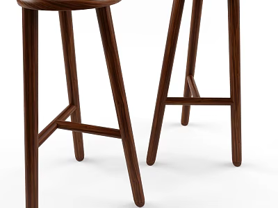 Wooden Bar Stools With Modern Minimalist Design And Sturdy Legs 3d model
