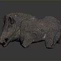 Ancient Traditional Wild Boar Ceramic Sculpture With Handcrafted Brown Textured Design