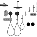 Modern Black Bathroom Fixture Set With Shower Heads Faucets And Handheld Sprayers