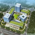 Birds Eye View Planning of Modern High Rise Complex with Green Spaces and Parking Areas