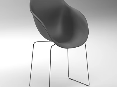 Modern Black Leisure Chair With Curved Seat And Sleek Metal Legs Design 3d model