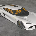 White Luxury Sports Car With Sleek Design Orange Interior And Black Wheels In Modern Showroom