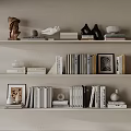 Decorative Ornament Set With Sculpture Bird Figurine Vase Books Photo Frame On Modern Minimalist Shelf