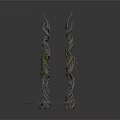Unique Black Twisted Spiral Plants With Gray Base And Small Decorative Accents 3d model